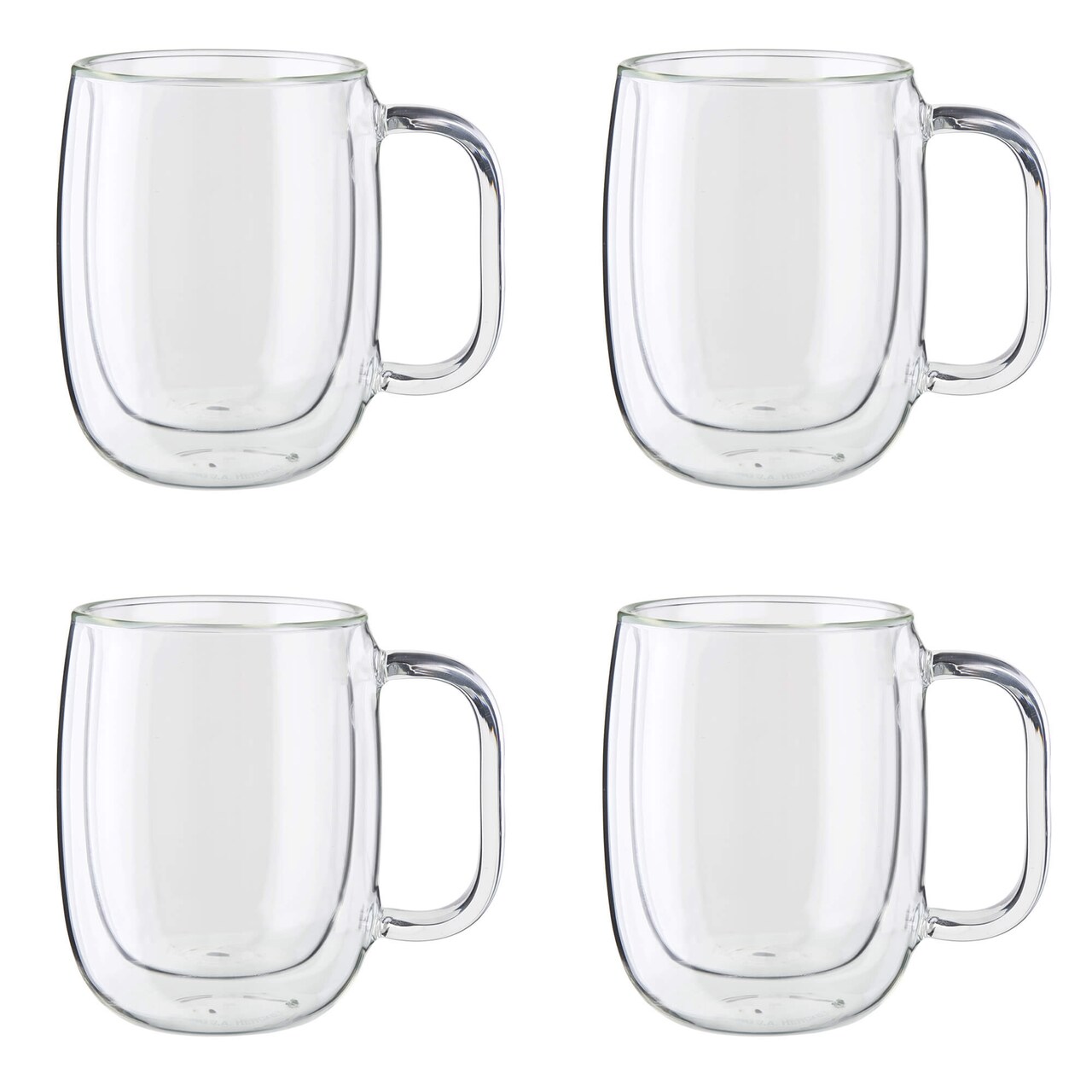 ZWILLING Sorrento Plus 4-pc Double Wall Glass Coffee Mugs, Insulated Coffee Mug, Clear